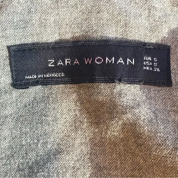 Zara Wool Blend Collarless Structured Coat Grey Women's S